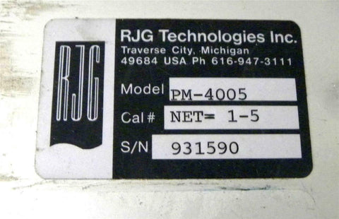 RJG Technologies PM-4500 Monitoring System - SOLD AS IS
