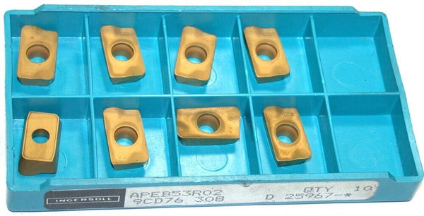 Lot of 8 New Ingersoll Carbide TiN Coated Milling Inserts APEB53R02 Gr