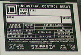 SQUARE D MASTER CONTROL RELAY 10 AMP 110/120 VAC MODEL  8501XM060