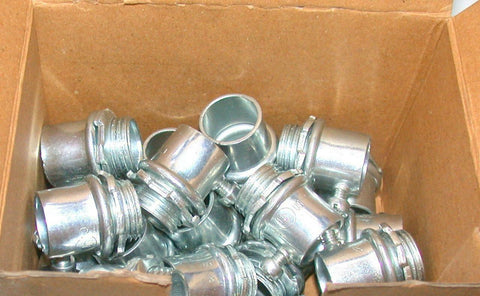 BOX OF 22 NEW EMERSON  4050S  STRAIGHT EMT STEEL ZINC PLATED CONDUIT CONNECTORS