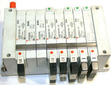 SMC 8 Solenoid 24 Volt Stack Up Bank Assembly VVQ2000-10A-1 AND VQ2201N-5