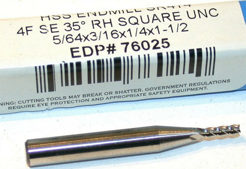 Up to 3 New Niagara 5/64" Diameter 3/16" Shank 4 Flute HSS End Mill 76025
