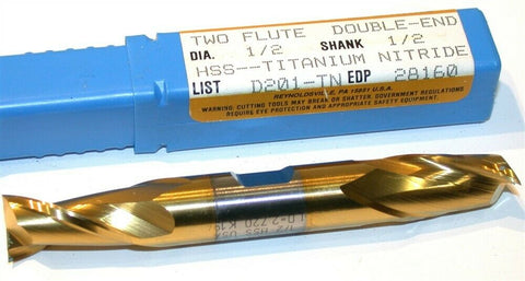 Up to 3 New Niagara 1/2" diameter Double End Tin Coat 2 Flute HSS End Mill 28160