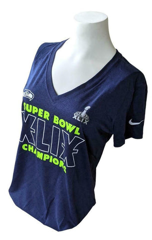 Nike Dri-Fit Women's Seattle Seahawks Super Bowl XLIX Champions Navy Shirt M