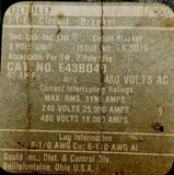 Gould ITE E43B040 3 Pole Circuit Breaker 40A 480VAC