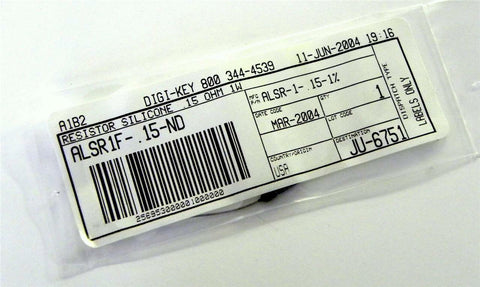 BRAND NEW DIGI-KEY RESISTOR .15 OHMS 1 WATT MODEL ALSR1F-.15-ND