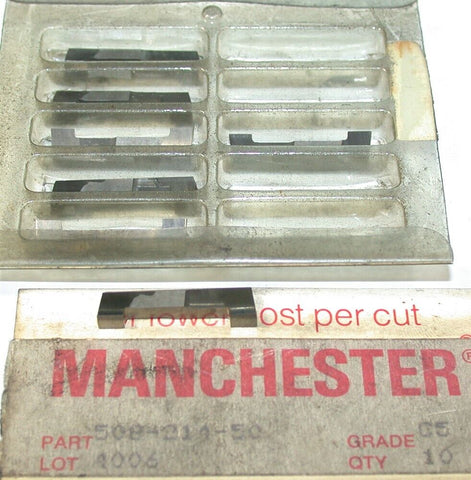Lot of 7 New Manchester .138" wide x .976" Grooving Carbide Inserts 508-214-50