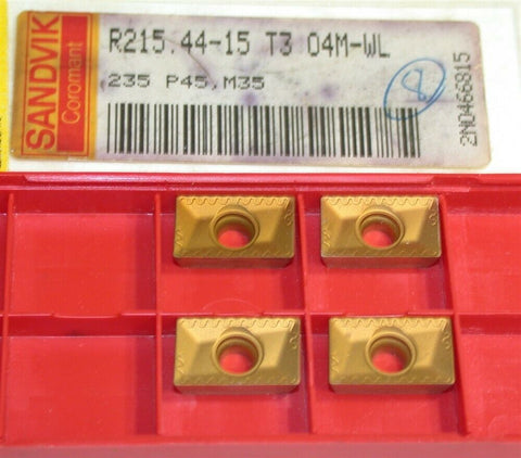 Lot of 4 Sandvik U-Max Carbide Milling Inserts R215.44-15 T3 04M-WL 235