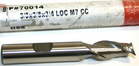Brubaker 3/8" Diameter 3/8" Shank 2 Flute HSS End Mill 70014 New