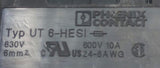 Lot of (2) Phoenix Contact Typ UT 6-HESI Fuse Modular Terminal Block 600V 10A