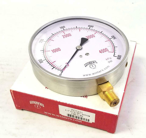 Winters PCT331 Pressure Gauge 4.5" Face 0-600 PSI 1/4" NPT (2 Available)