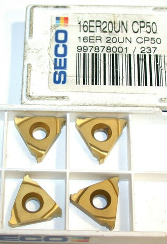 Lot of 4 New Seco Indexable Tin Coat Carbide Threading Inserts 16ER12UN CP50