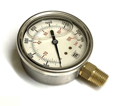 Nuova Fima HC1P-100S Liquid Filled Pressure Gauge 0-1500 PSI 1/4" NPT