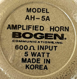 Bogen AH-5A Amplified Horn 600 Ohms 5 Watt