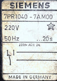 Siemens 7PR1040-7AM00 Time Delay Relay 2A 220V 50HZ 0-20 Seconds