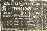 General Electric TED134045 3-Pole Circuit Breaker 45A 480VAC 3 PH Bolt-On