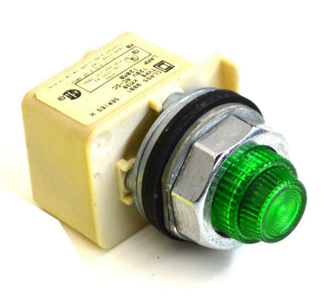 Square D 9001 Green Pilot Light Type KM38 Ser H 120 V (4 Available)