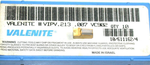 Lot of 8 Valenite TiN Coat Grooving & Turning Inserts VIPV .213 .007 VC902