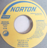 Norton 39C120-IVK Grinding Wheel 7 x 1/2 x 1-1/4 66252941632 C731908 3600 MaxRPM