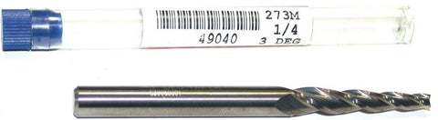 Garr Tool 3-Flute Carbide 1/8" Taper End Mill 1" Spiral Cut 1/4" Shank 49040 New
