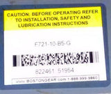 Boston Gear  F721-10-85-G  Speed Reducer Gearbox Ratio 10: 1 Torque 789 Lbs-In
