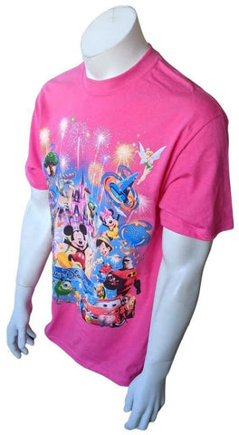 Hanes Walt Disney World Character Graphic Pink Short Sleeve Shirt Size Large
