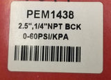 Winters PEM1438 Pressure Gauge 2.5" Face 1/4" NPT 0-60 PSI (2 Available)