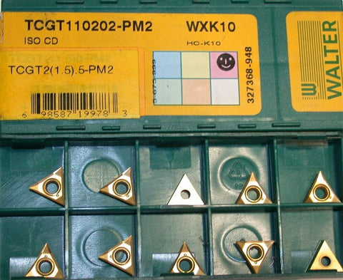Lot of 10 Walter Waukesha Carbide Indexable Turning Inserts TCGT110202-PM2 WXK10
