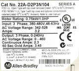 Allen-Bradley 22B-D4P0N104 Ser. A PowerFlex 40 Adjustable AC Drive 1.5kW/2.0HP