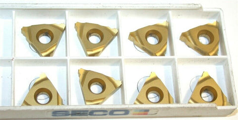 Lot of 8 New Seco Indexable Carbide Tin Coated Threading Inserts 16NR32UN CP50