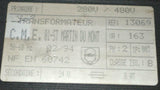 C.M.E. 13069 Transformer 163 VA 280 / 480 VAC