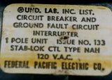 Federal Pacific Electric NAH115 1 Pole Circuit Breaker 15A 120VAC GFI