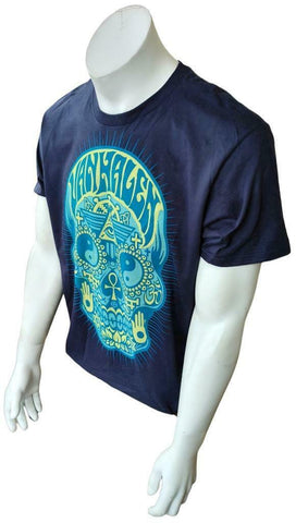 Hanes Men's Van Halen Skull Graphic Navy Short Sleeve Shirt Size Large