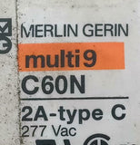 Merlin Gerin C60N2A-TypeC 1 Pole Circuit Breaker 2A 277VAC