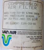 Van Air Systems F100-350-RB Compressed Air Filter W/ Man Drain 250 PSIG / Max