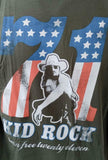 Anvil Men's Kid Rock Born Free Tour 2011 Short Sleeve Green Shirt Size Large