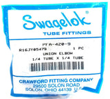 Swagelok PFA-420-9 Union Elbow R16JY0547B 1/4" Tube