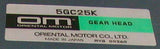 NIB New Oriental Motor  5GC25K  Gearhead Made in Japan