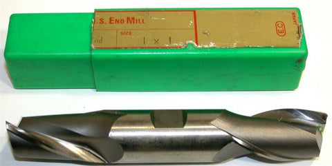 E.C. 1" Diameter 1" Shank 2 Flute HSS Double End Mill New
