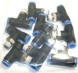 Lot of 10 New Festo QST-1/4-10 Push-in T-fittings 153112