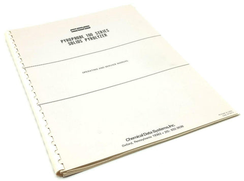 Chemical Data Systems 100 Series Solids Pyrolyzer Instruction Manual