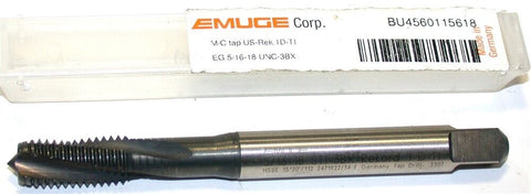 Emuge 5/16-18 UNC-3BX 3 Flute Semi-Bottoming Spiral Flute Tap BU4560115618 New