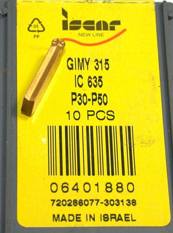 Lot of 8 New Iscar GIMY 315 IC 635 Carbide Grooving/Parting Inserts 6401880