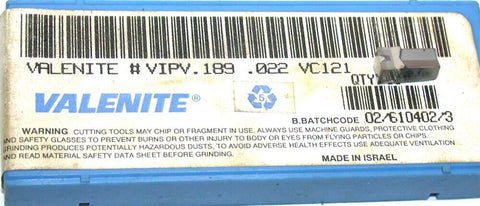 Lot of 9 Valenite Grooving & Turning Inserts VIPV.189.022 VC121