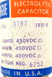 Sprague TVL-3787 Electrolytic Capacitor 85°C 185°F 40MFD 450VDC 6752