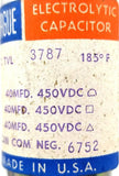 Sprague TVL-3787 Electrolytic Capacitor 85°C 185°F 40MFD 450VDC 6752