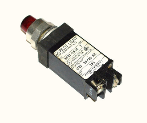 ALLEN BRADLEY AB 800T-PS16 RED PILOT LIGHT 120 VOLTS (2 AVAILABLE)