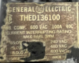 General Electric THED136100 3-Pole Circuit Breaker 100A 600VAC 3 Phase Bolt-On