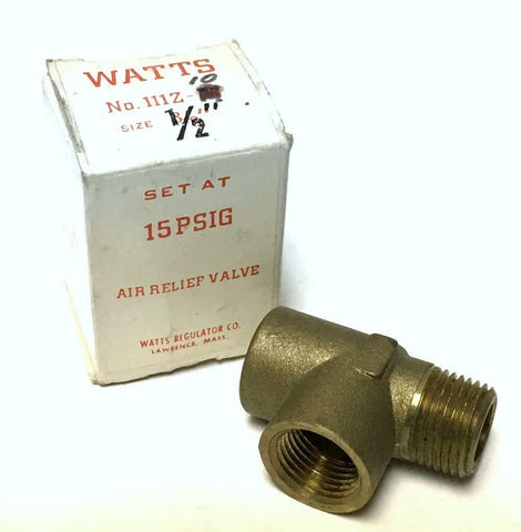 NEW WATTS REGULATOR CO. 111Z-10 AIR RELIEF VALVE 1/2" 15 PSIG (4 AVAILABLE)