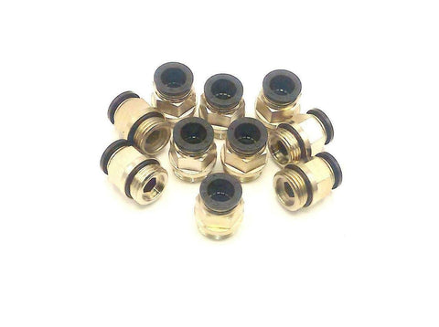 Lot of 10 New Conek  PC12-G04  12 mm Push Lock Straight Fittings 20 mm Hex Head